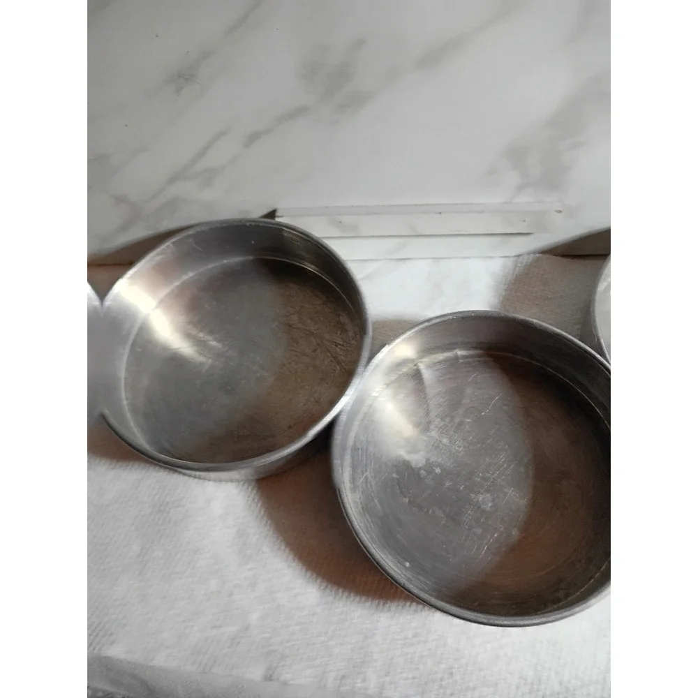 Vintage Easy Bake Round Aluminum Cake Pans Set of 3 Silver 6 Inch Baking Tins